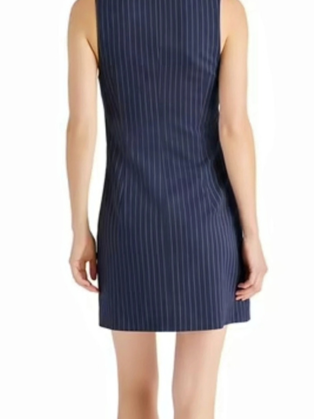 Steve Madden Pinstripe Sleeveless Button Front Dress Mini Dress Blue Medium - Picture 6 of 8